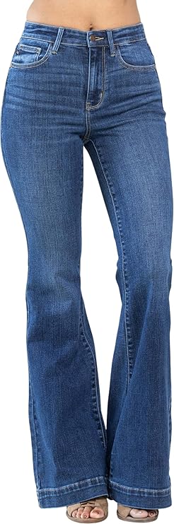 JUDY BLUE MID RISE TROUSER FLARE JEANS