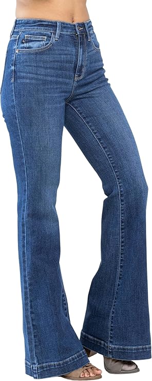 JUDY BLUE MID RISE TROUSER FLARE JEANS