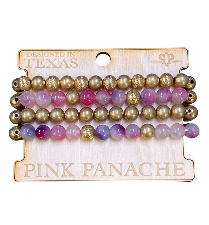 PINK PANACHE LAVENDER DYED JADE BEADED BRACELET SET
