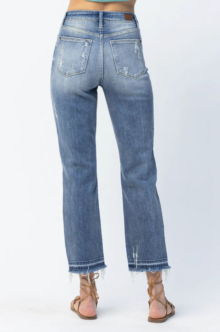JUDY BLUE HW RELEASE HEM ANKLE DESTROYED JEAN