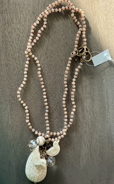 SANDRA LING NEUTRAL TAN/ CREAM CLAY DOVE NECKLACE