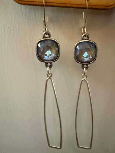 Pink Panache Blue AB Crystal Earrings Silver