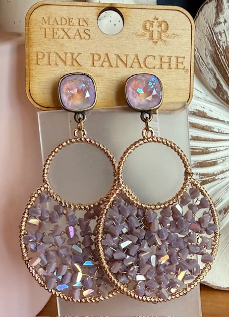 PINK PANACHE BEADED EARRINGS (PURPLE)