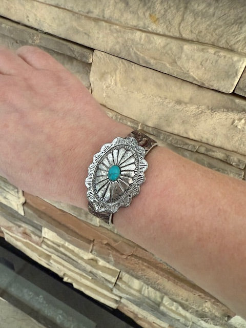 SANDRA LING CUSTOM EMBOSSED LEATHER SKINNY CUFF WITH CHARM