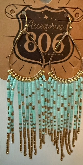 Pink Panache Teal Gold Earrings