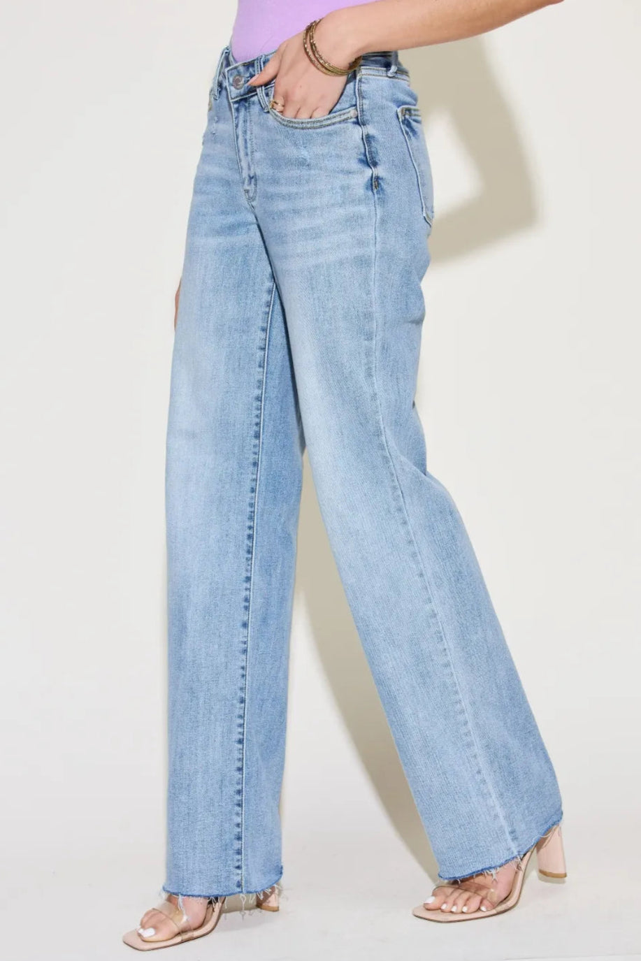 JUDY BLUE HIGH WAIST YOKE FRONT HEM