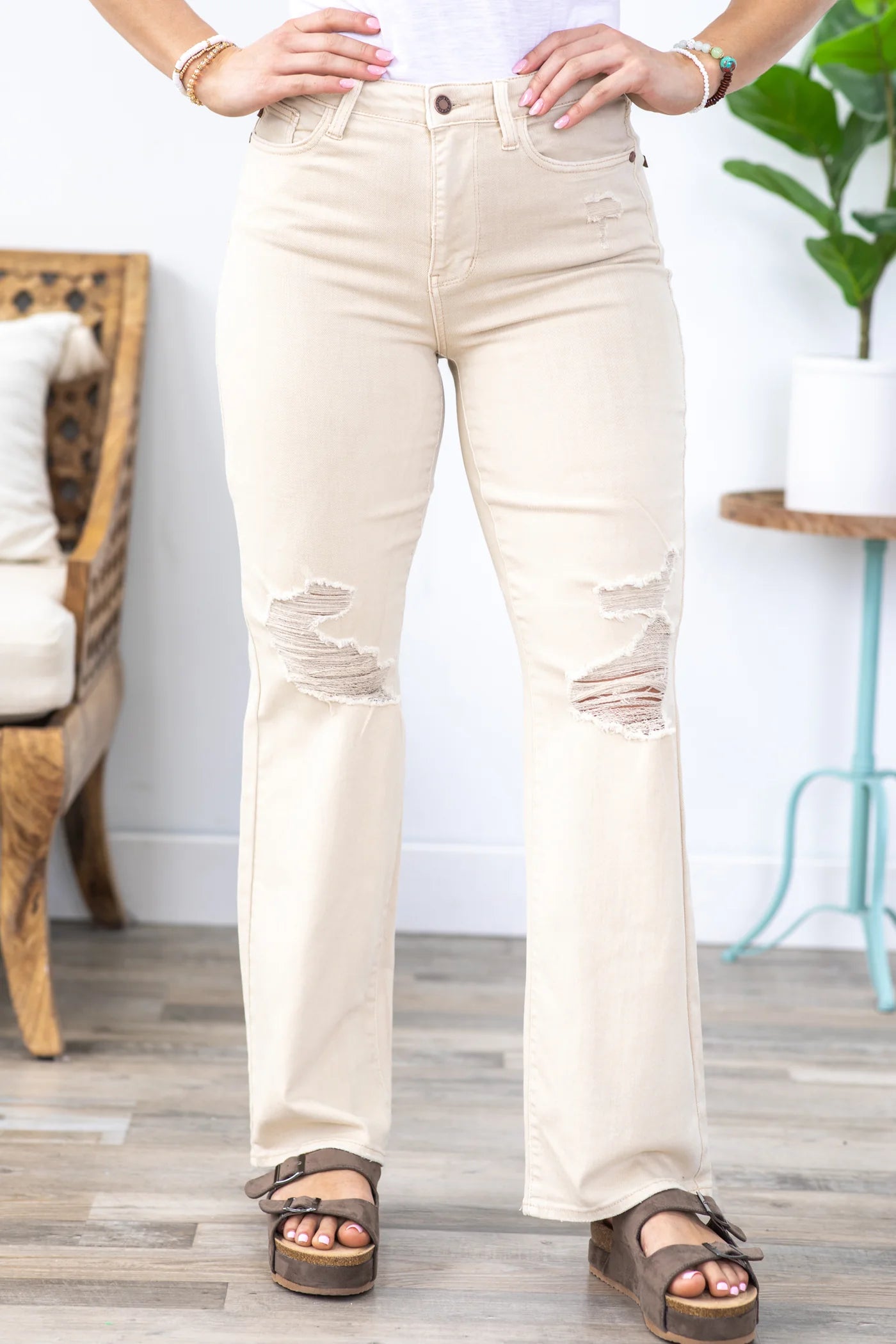 JUDY BLUE HIGH WAIST GARMENT DYED DESTROY 90's STRAIGHT LEG