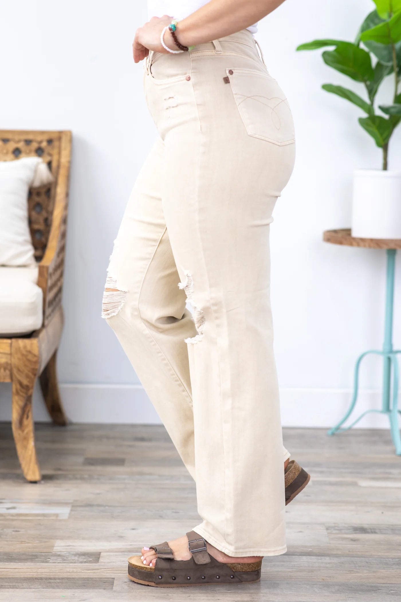 JUDY BLUE HIGH WAIST GARMENT DYED DESTROY 90's STRAIGHT LEG