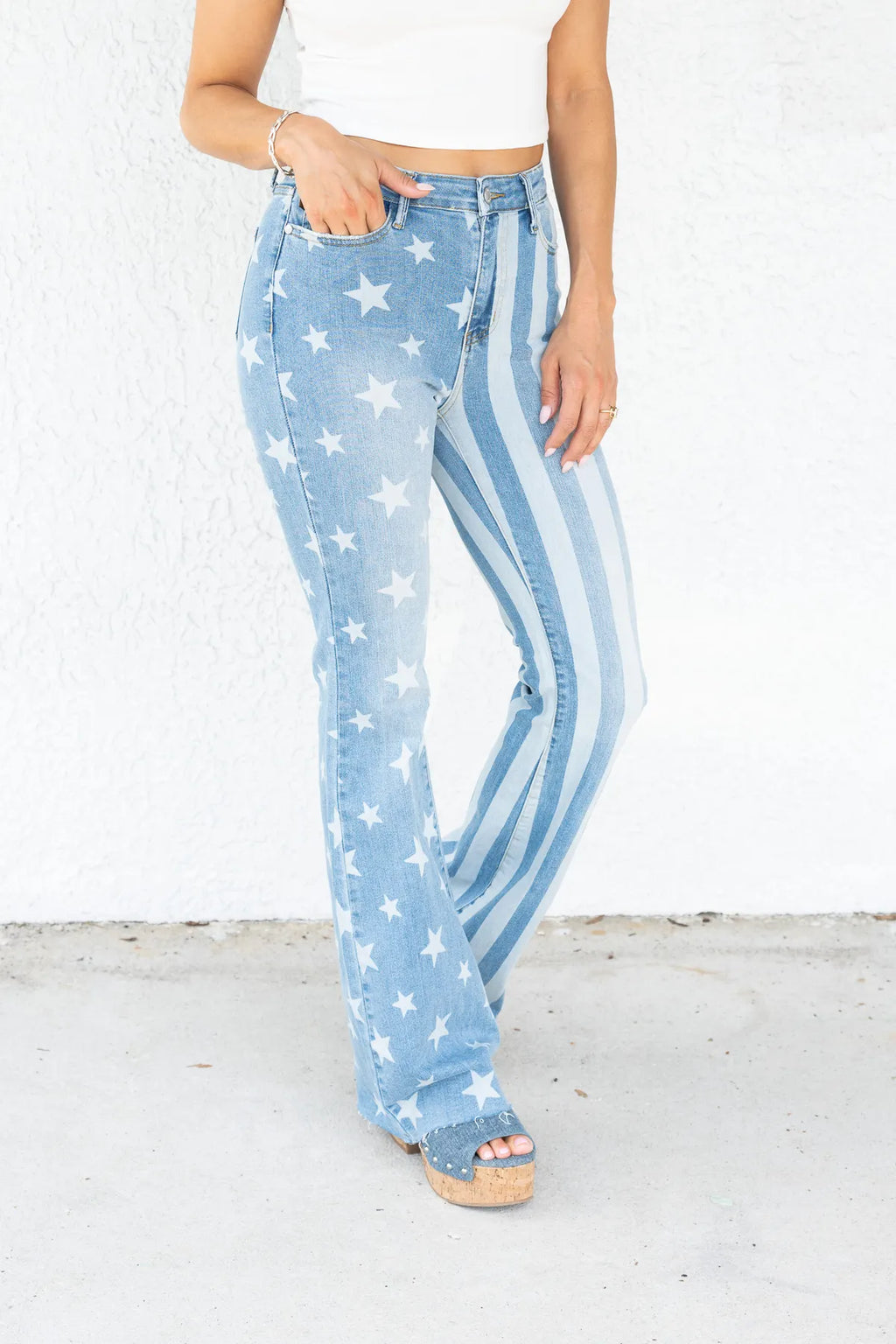JUDY BLUE HIGH WAIST STARS & STRIPES FLARE