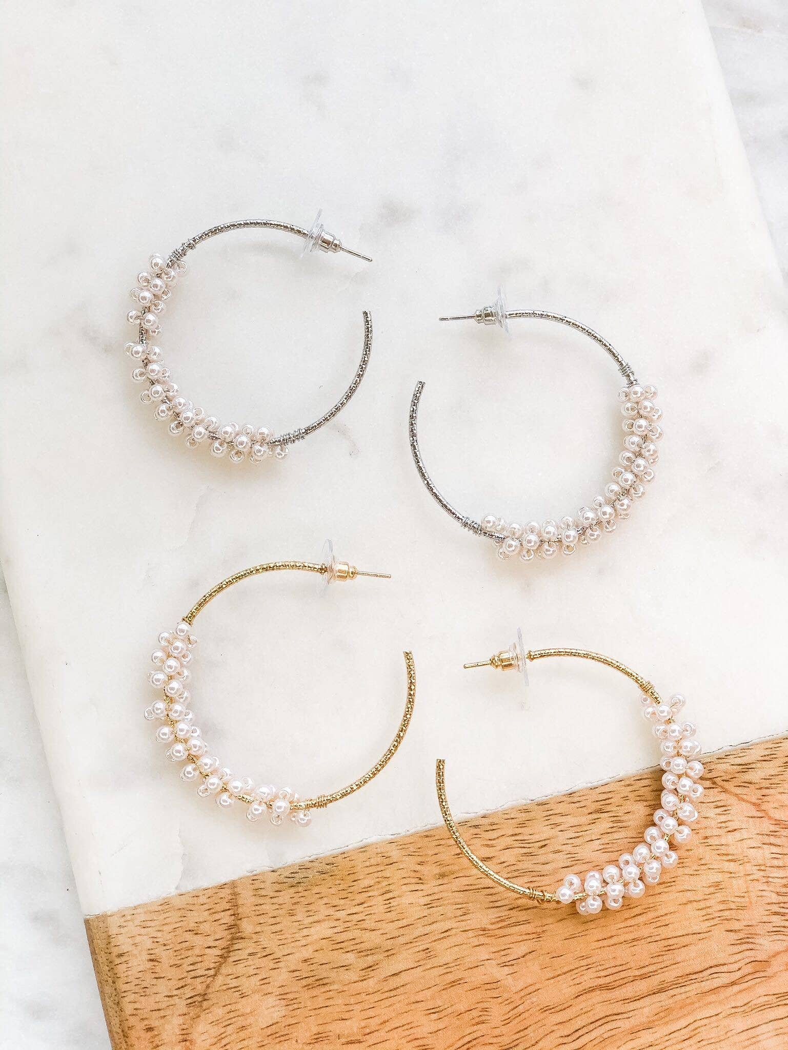 PEAR CLUSTER HOOP EARRINGS
