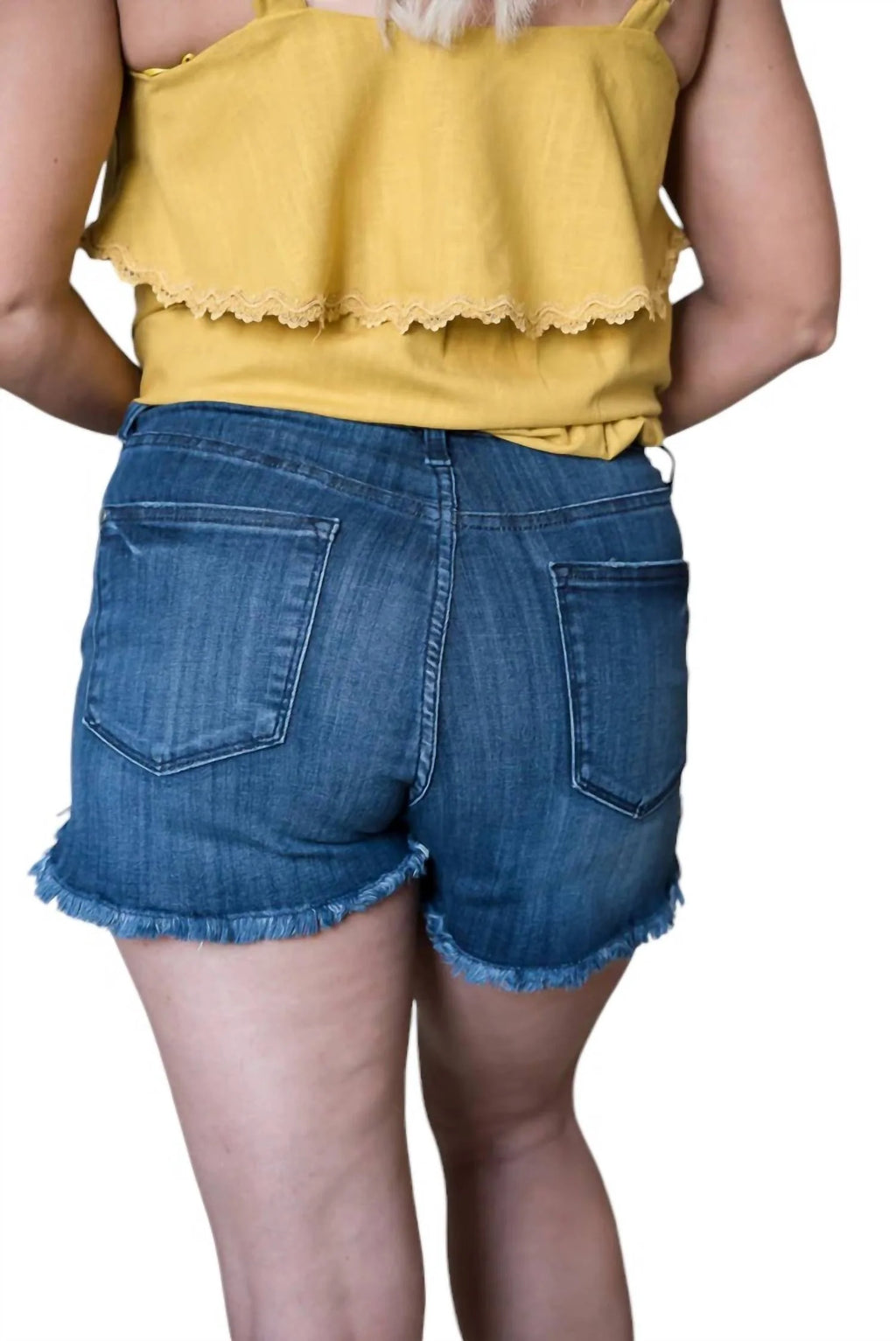 JUDY BLUE HW DOPHIN HEM FRAY SHORTS