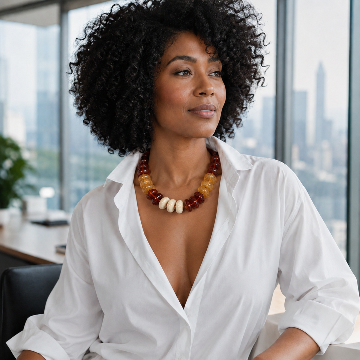 Ellison+Young Chunky Artisan Beaded Statement Necklace