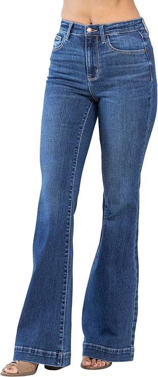 JUDY BLUE MID RISE TROUSER FLARE JEANS