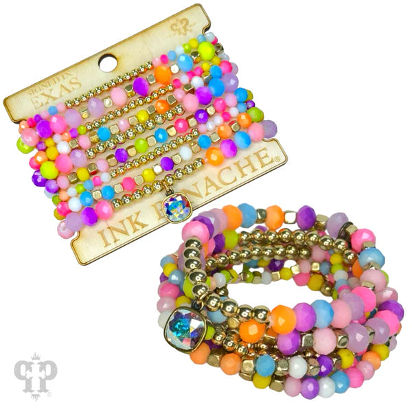 PINK PANACHE BEADED BRACELET STACK (MULTI COLOR)