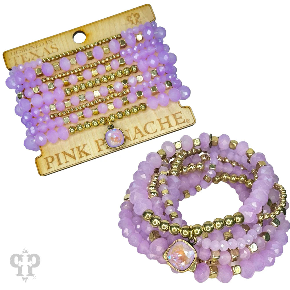 PINK PANACHE BEADED BRACELET STACK SET (PURPLE)