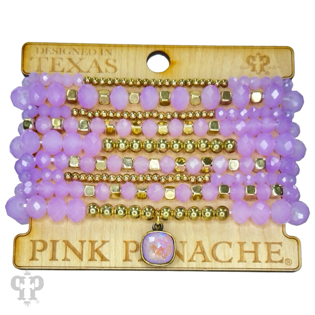 PINK PANACHE BEADED BRACELET STACK SET (PURPLE)