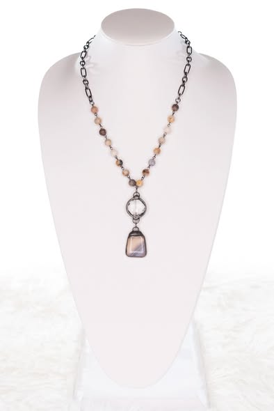 SOPHIE NECKLACE IN BAMBOO AGATE