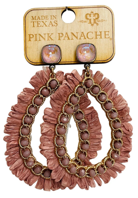 MAUVE PINK TEARDROP EARRING, AUSTRALIAN CRYSTAL (PINK)