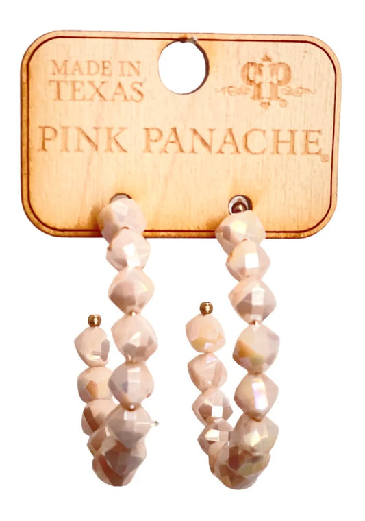 BLUSH PINK BEAD HOOP EARRINGS
