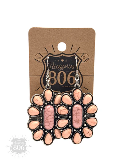 PINK PANACHE WESTERN CORAL STONE EARRINGS