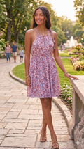 FLOWER HALTER DRESS