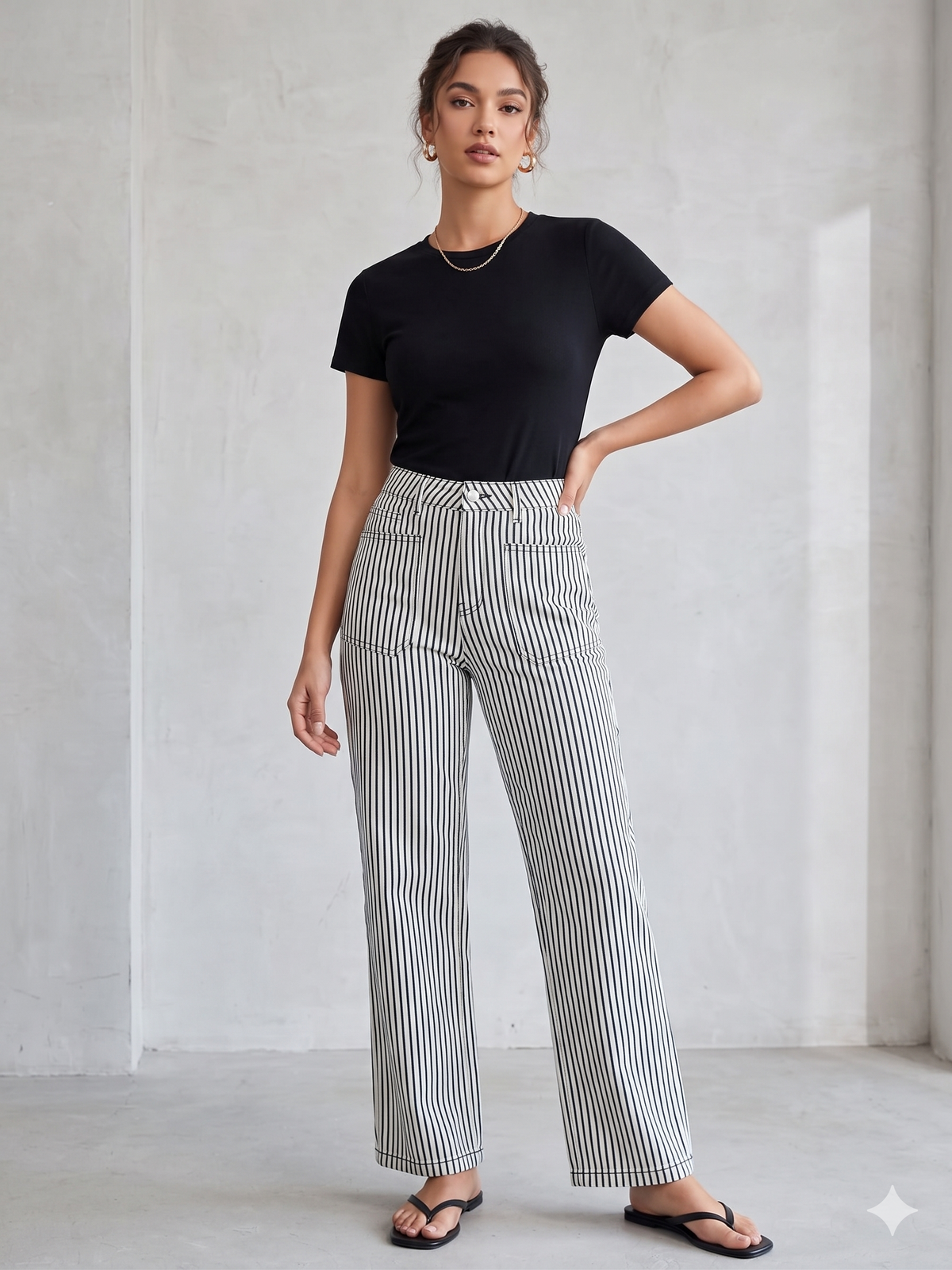 MANDY'S BLACK STRIPED PANTS