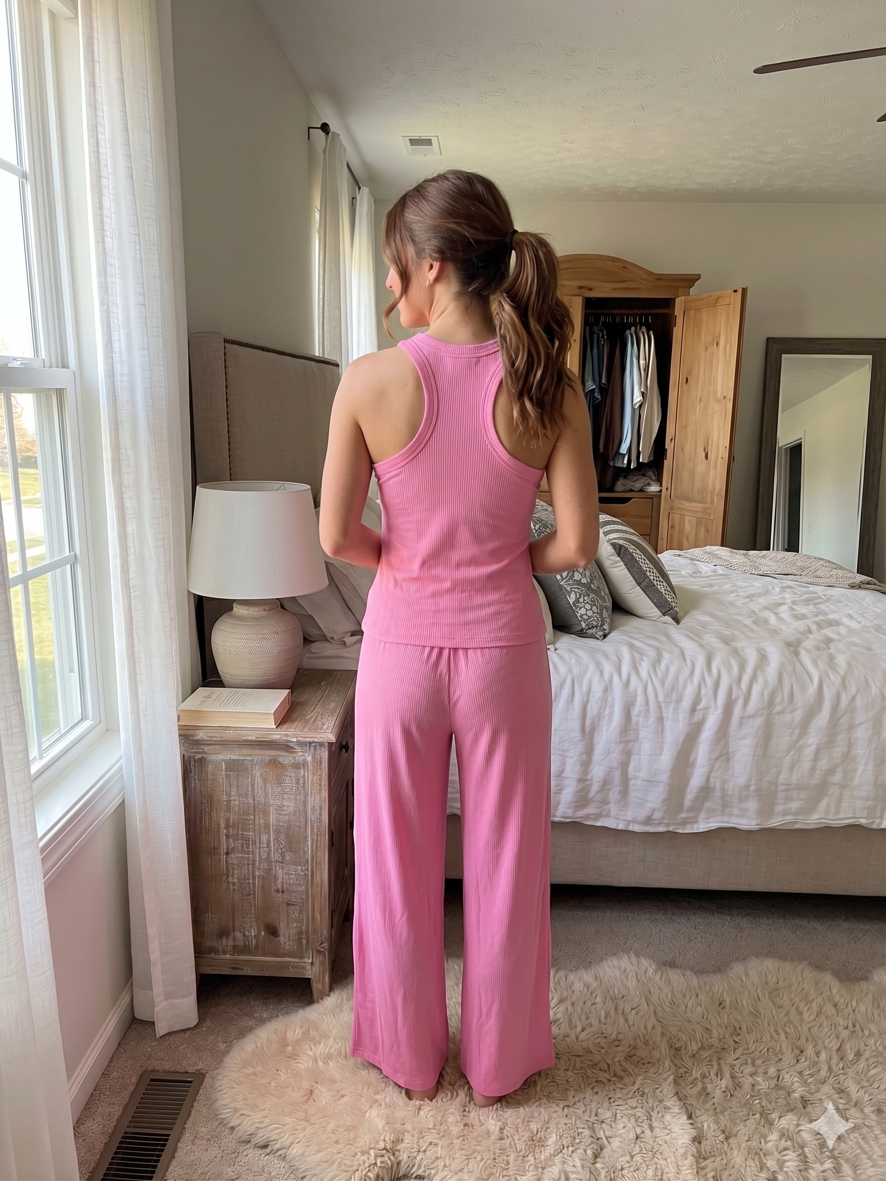 TWO PIECE BUBBLE GUM PINK LOUNGE WEAR