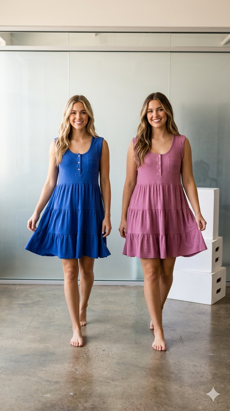 PEACH LOVE WAFFLE KNIT DRESS BLUE OR PURPLE