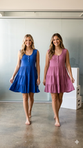 PEACH LOVE WAFFLE KNIT DRESS BLUE OR PURPLE