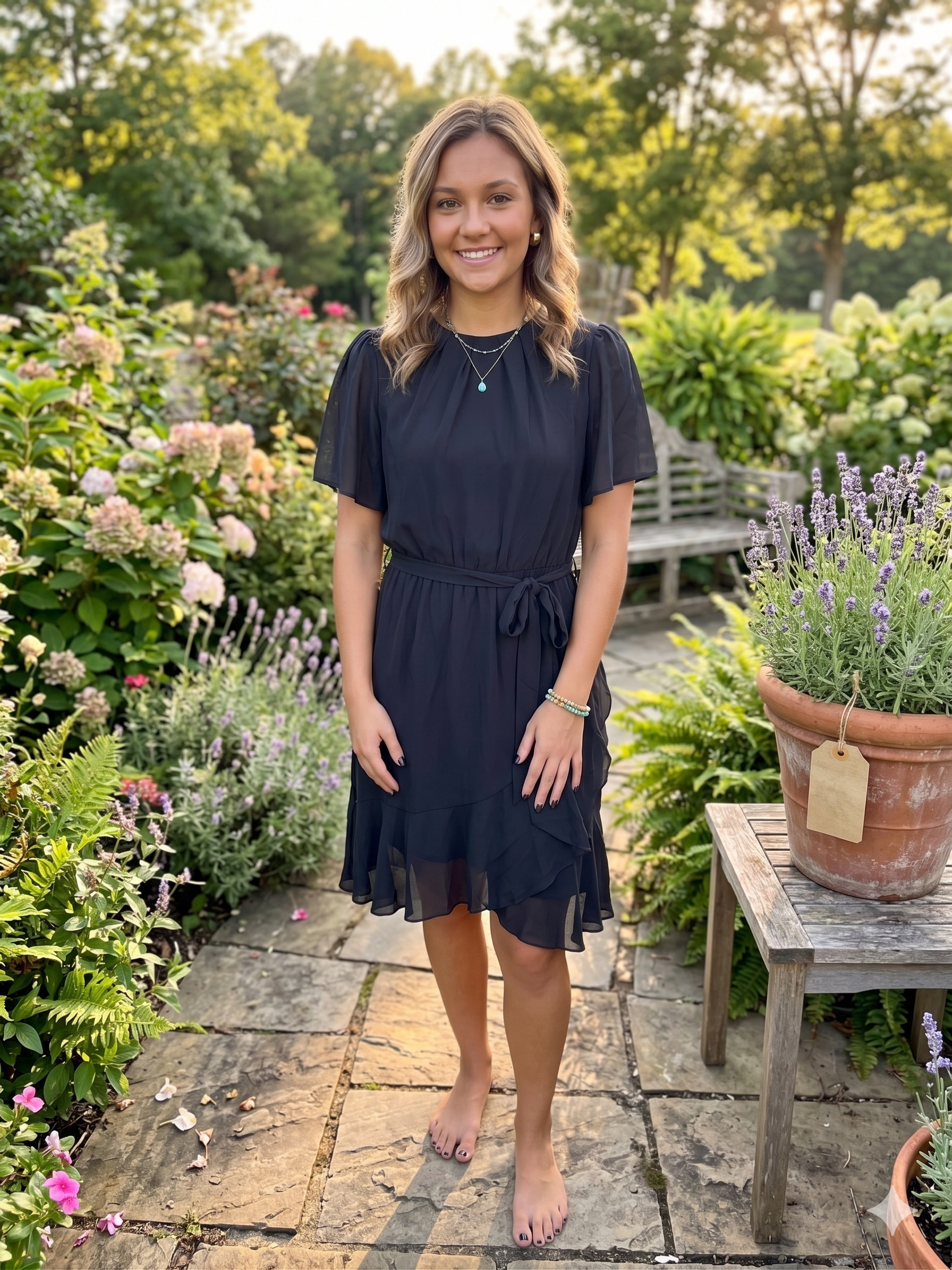 BLACK PLEATED DRESS