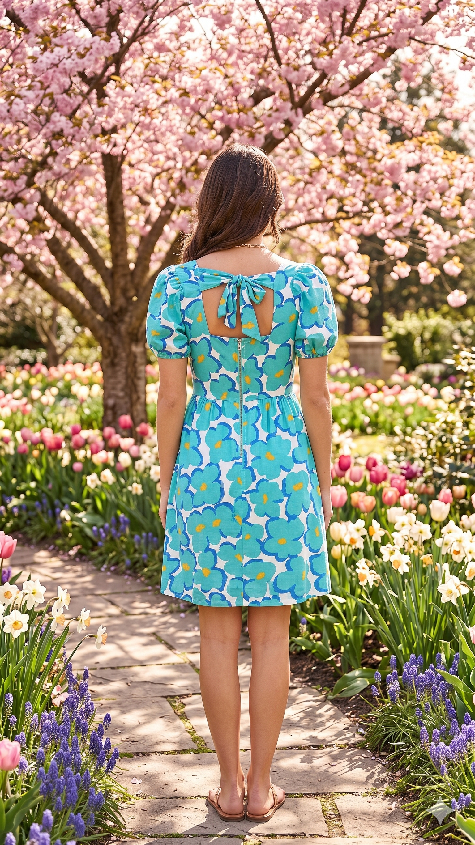 FLORAL TEAL ABSTRACT DRESS