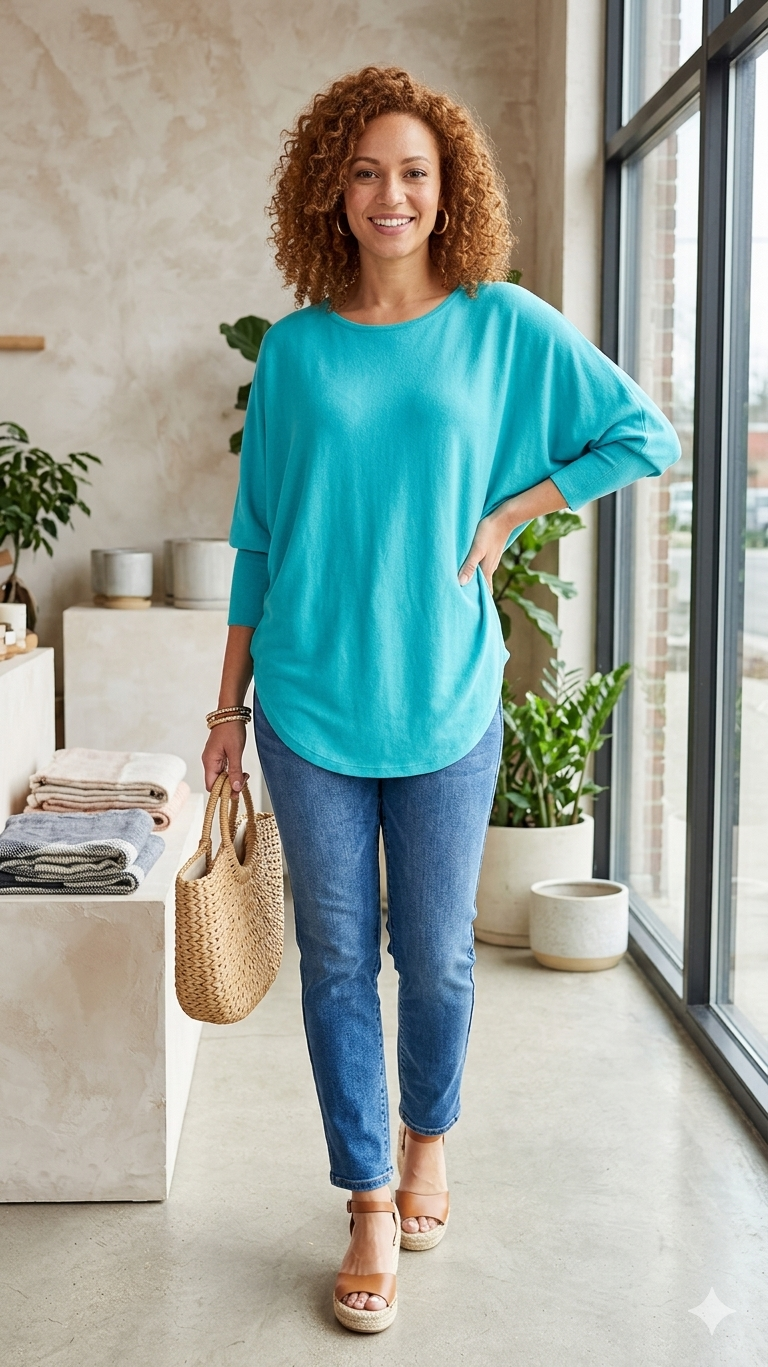 BATWING BLOUSE TEAL