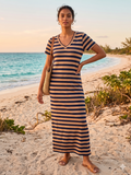 NAVY TAN MAXI DRESS