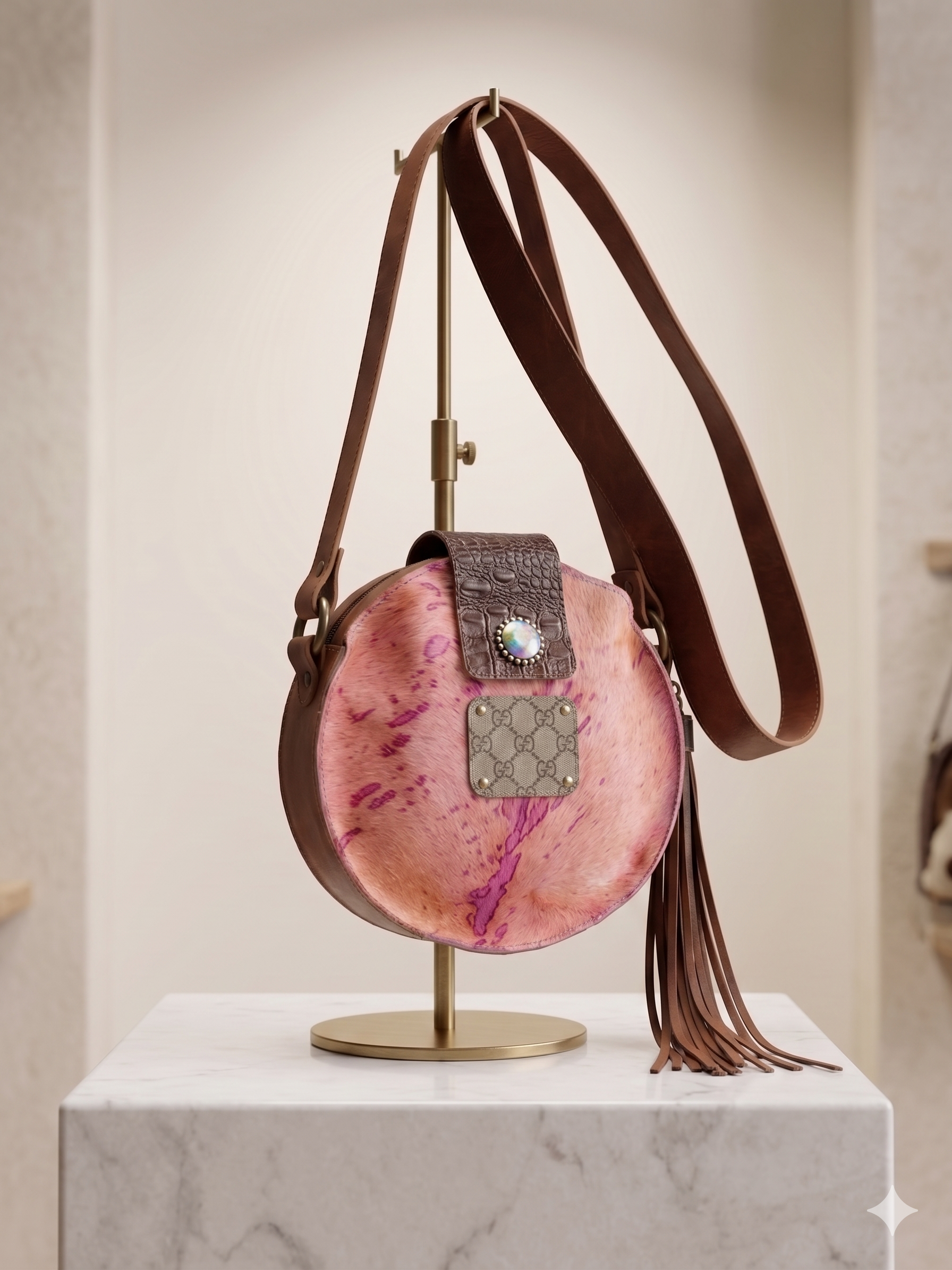 SANDRA LING UPCYLED COWHIDE CANTENE LEATHER BAG