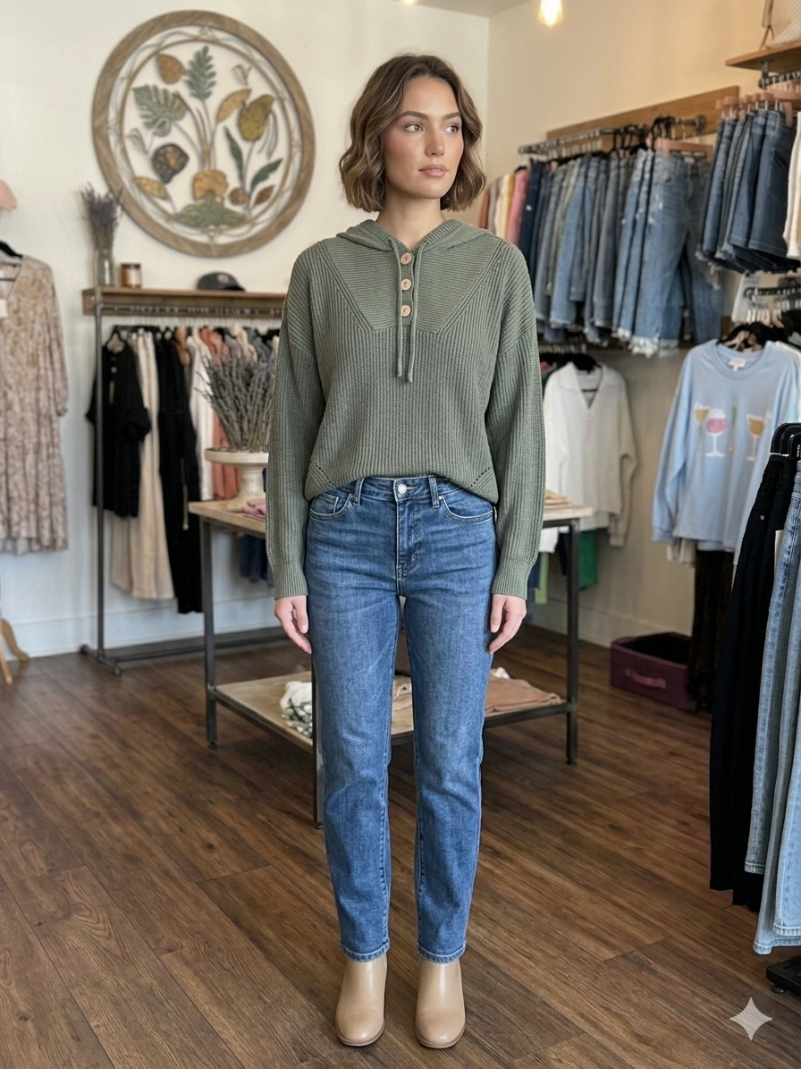 MINERAL WASH HOODED SWEATER