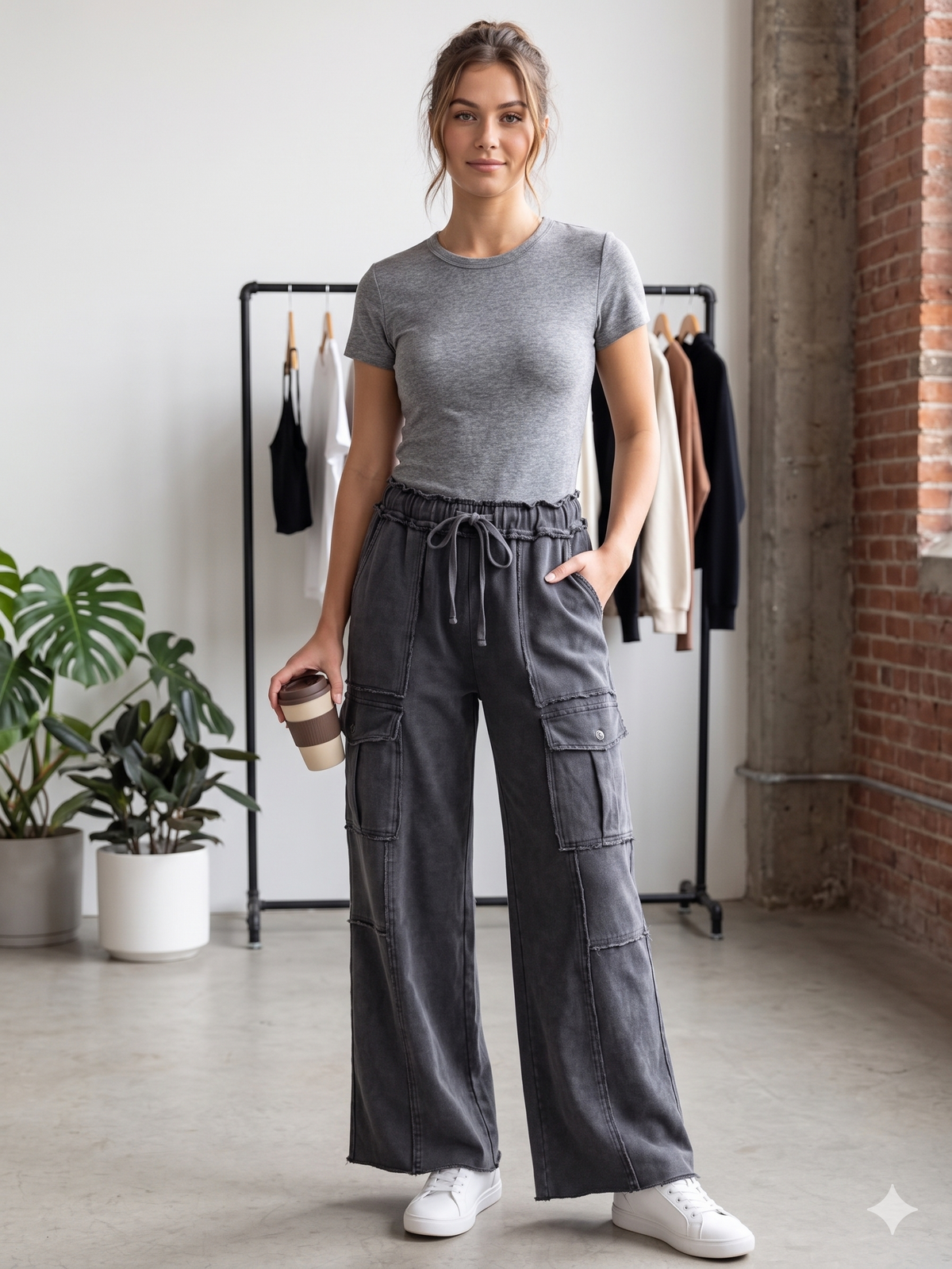 EASEL WIDE LEG CARGO PANTS