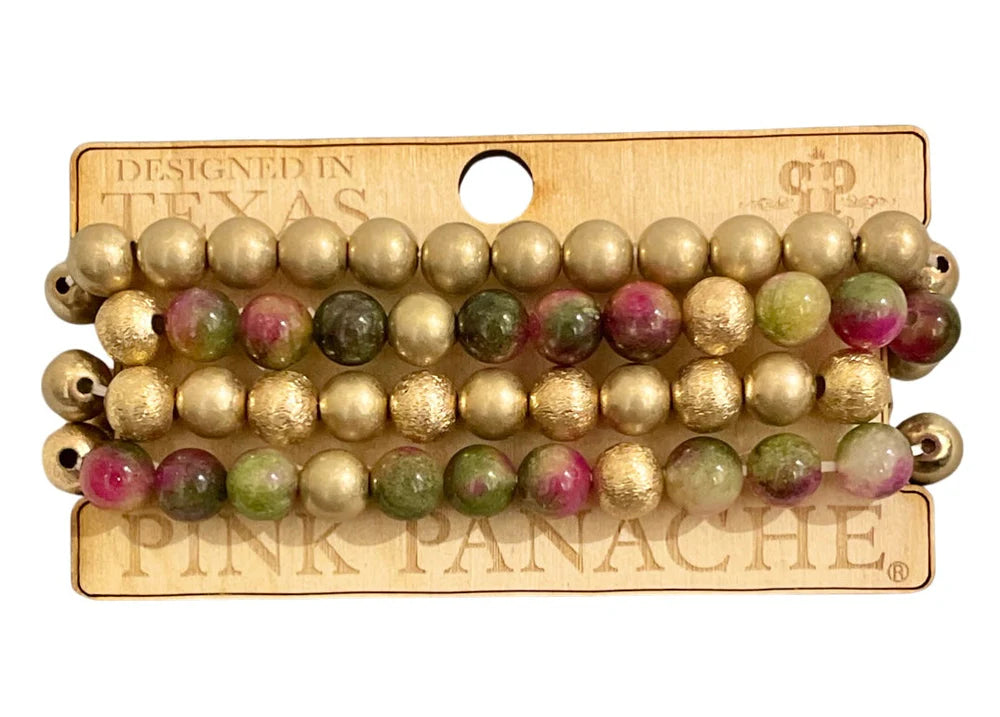 PINK PANACHE DARK PINK AND GOLD BRACELET SET