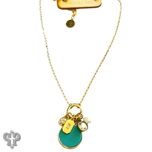 Turquoise disc necklace Gold