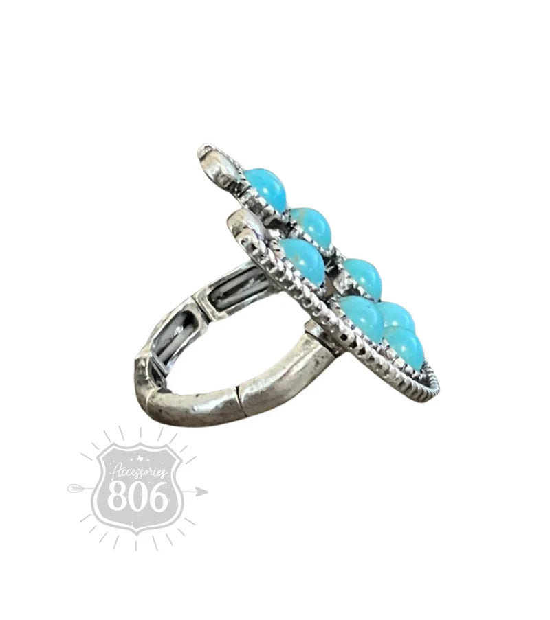 Stone horseshoe stretch ring Turquoise