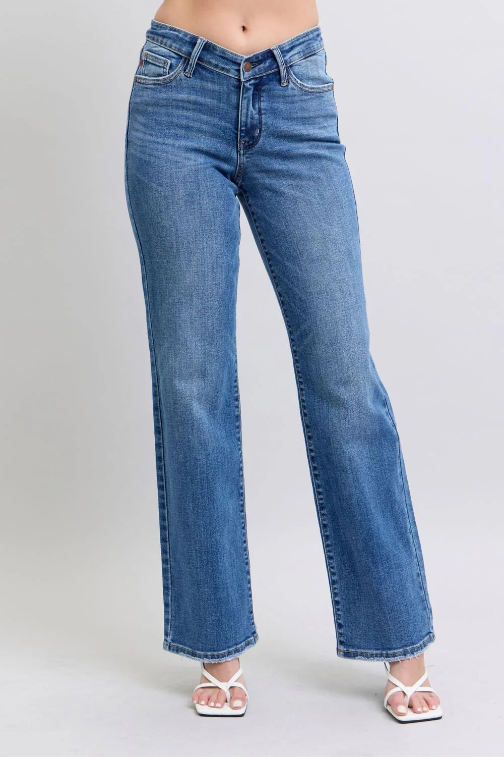 HW V FRONT WB VINTAGE WASH STRAIGHT LEG FIT JEANS