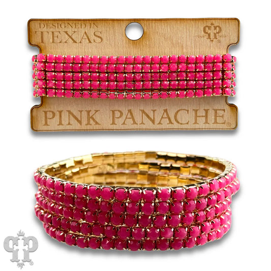 Prong set rhinestone bead bracelet (Fuchsia, Blush, Green)