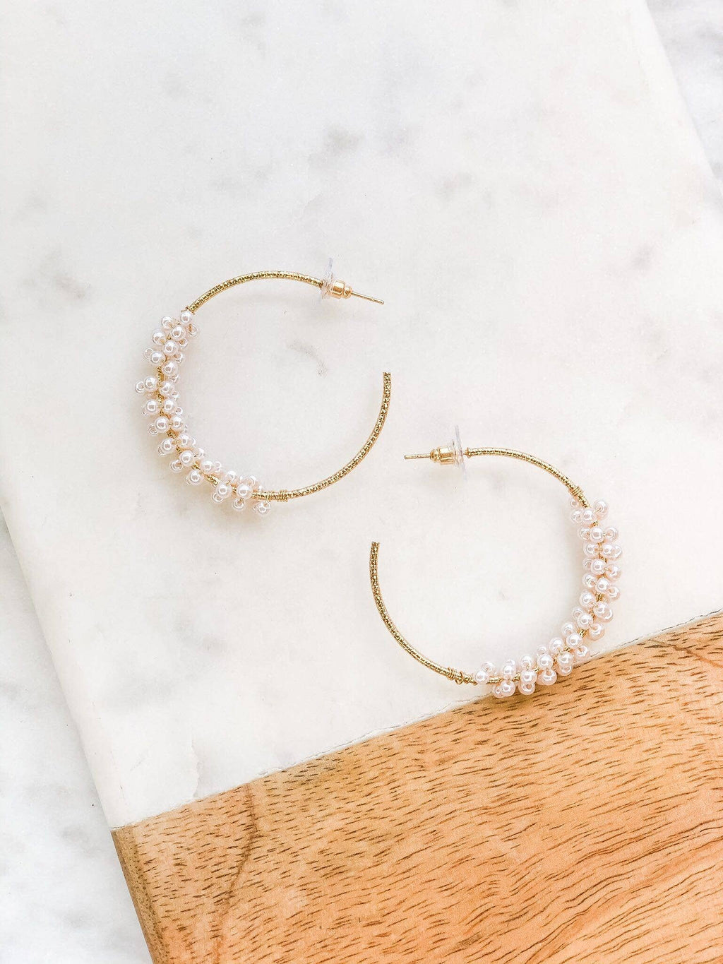 PEAR CLUSTER HOOP EARRINGS