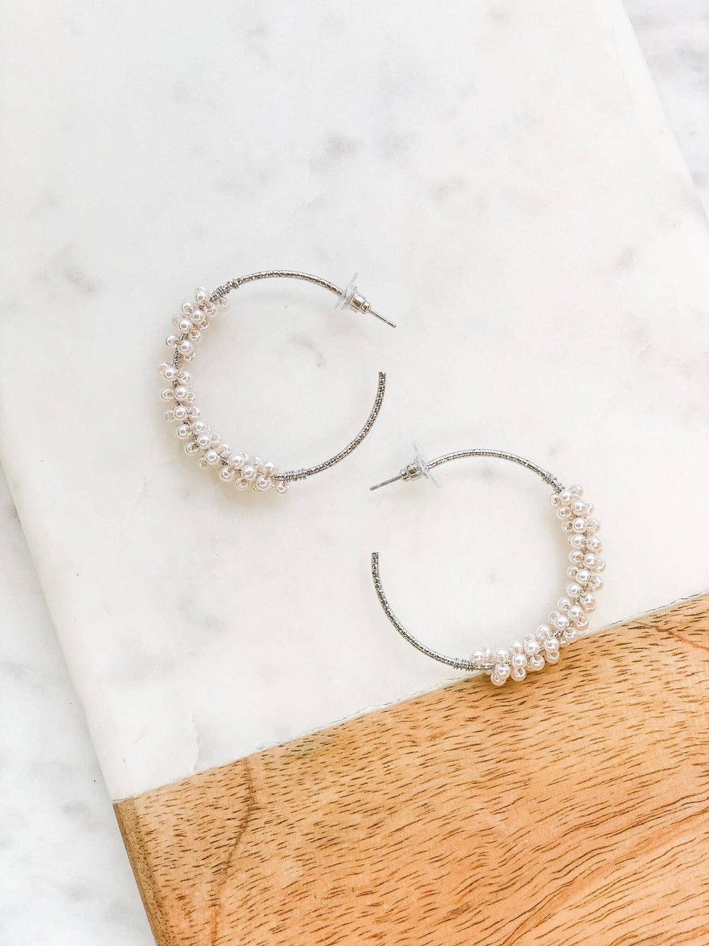 PEAR CLUSTER HOOP EARRINGS