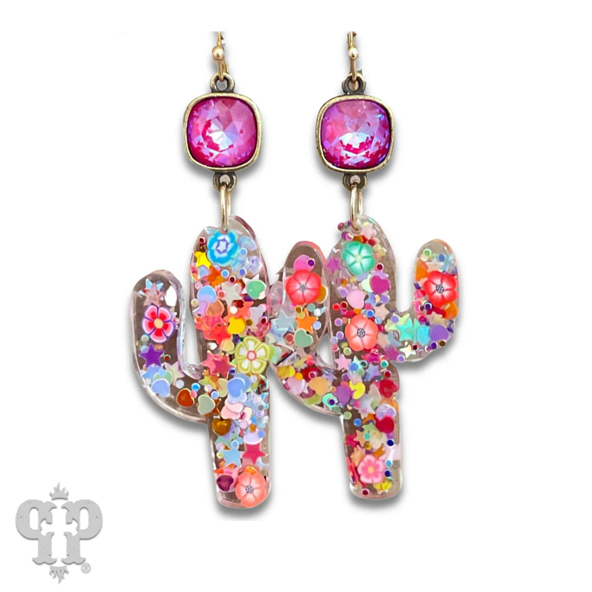 CHUNKY CACTUS EARRINGS, WITH AUSTRALIAN CRYSTAL