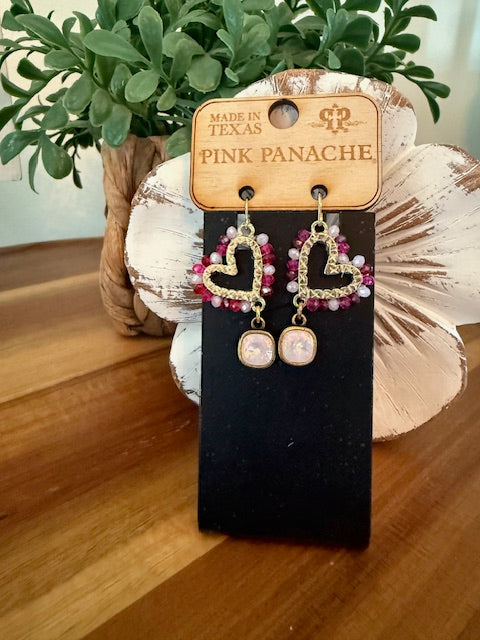 PINK AUSTRIAN HEART AB CRYSTAL EARRINGS