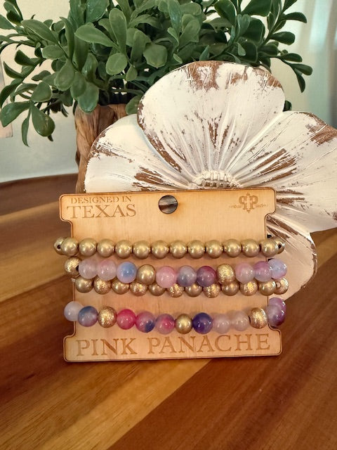 PINK PANACHE LAVENDER DYED JADE BEADED BRACELET SET