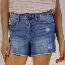 JUDY BLUE HW DISTRESSED SHORTS (Med Blue)