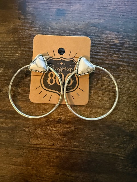 Pink Panache Silver Hoops with White Stone