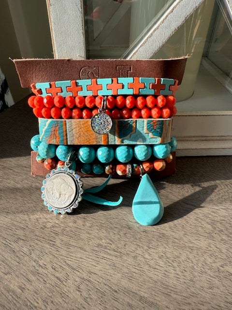 SANDRA LING TURQUOISE / ORANGE STACK