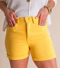 Judy Blue Tummy Control HW Hem Shorts (Yellow)